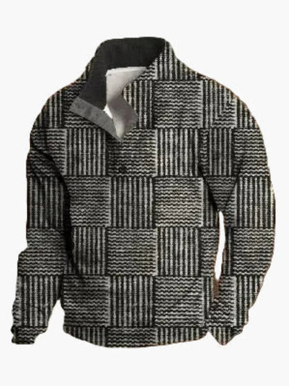Retro Cowboy Sweatshirt Western Style Stand-Up Collar