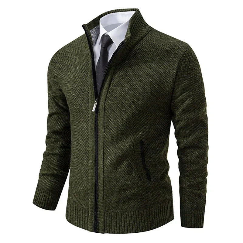 Men's Cardigan Zipper Modern Stand-up Collar