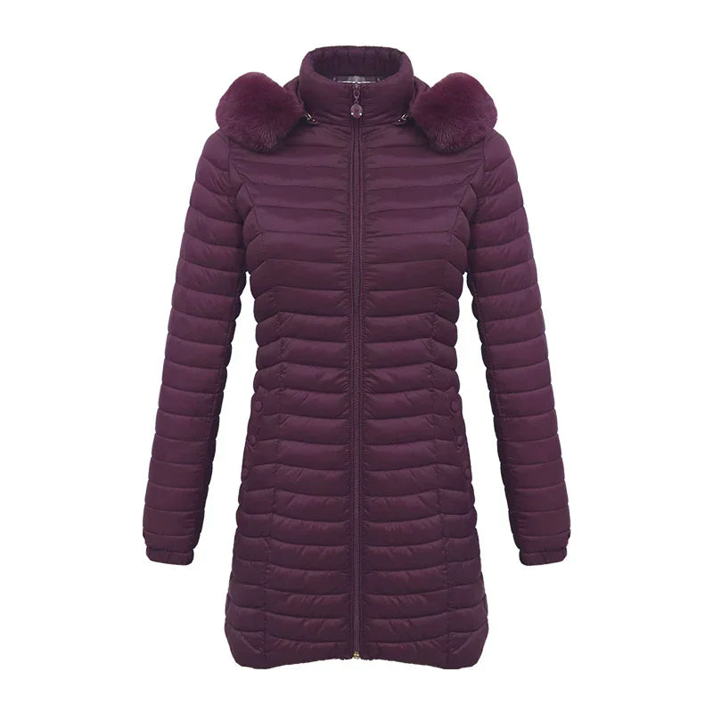 Elegant Slim Fit Winter Jacket with Fur Hood