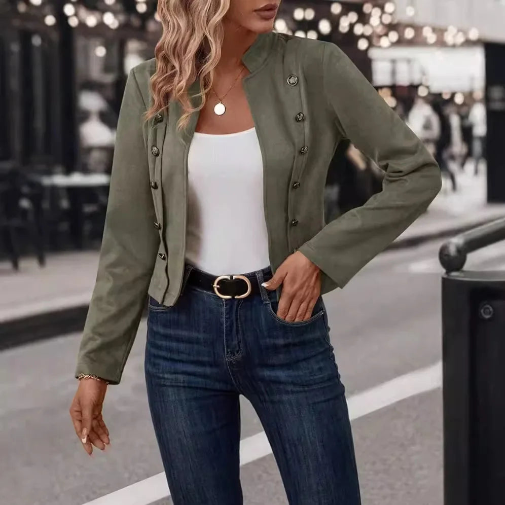 Elegant Velvet Double-Breasted Jacket