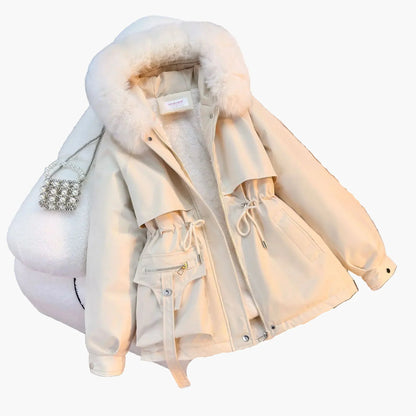 Women's Warm Winter Jacket Hood Faux Fur