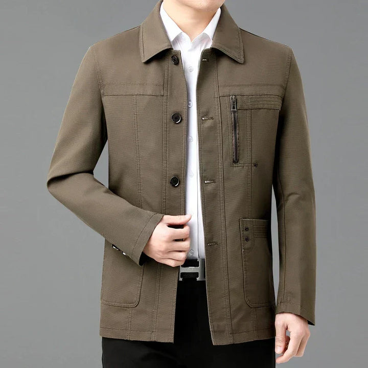 Stylish leather jacket with colorful lining