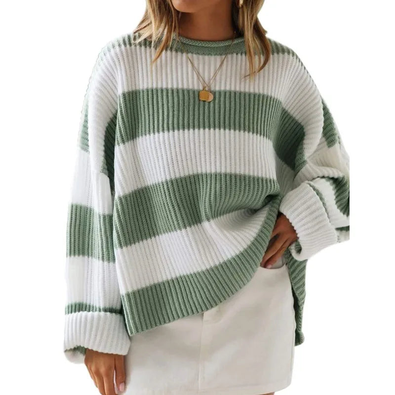 Oversized Striped Knit Sweater