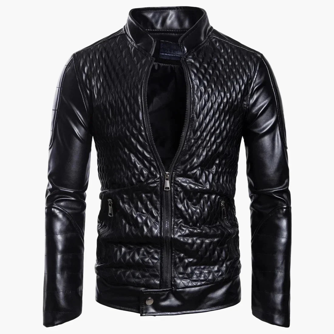 Leather Jacket Biker Style Stand-Up Collar Trendy
