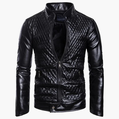 Leather Jacket Biker Style Stand-Up Collar Trendy