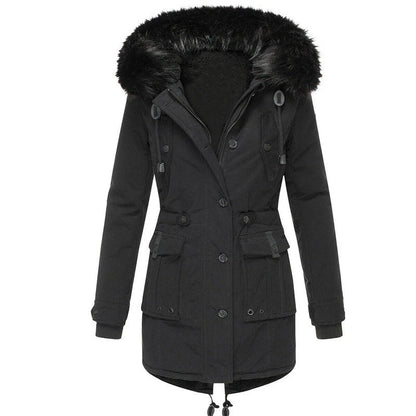 Women's Winter Jacket Warm Fur Hood