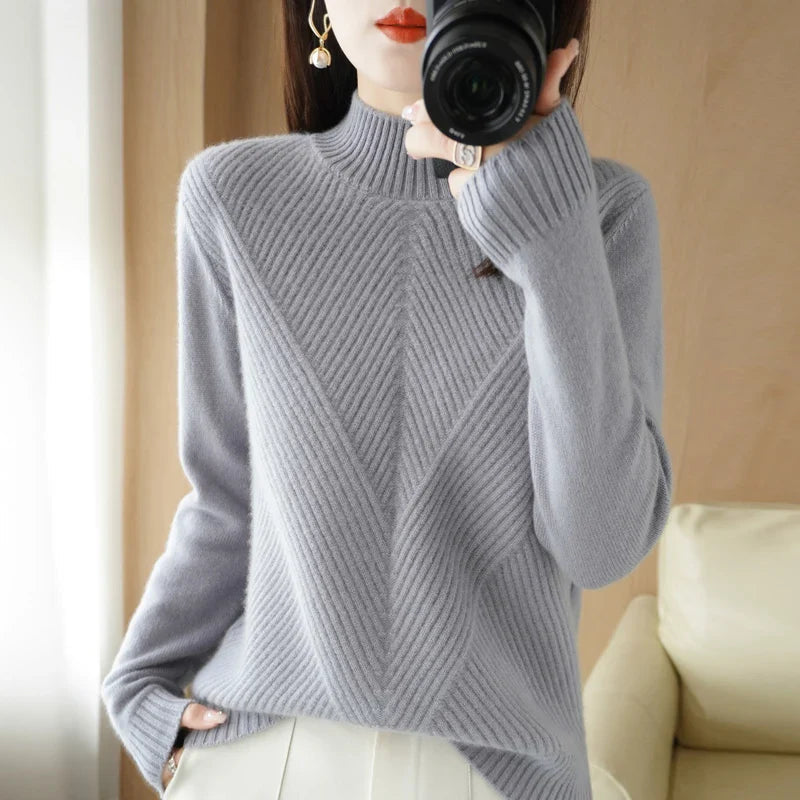 Knitted Round Neck Sweater Warm Winter