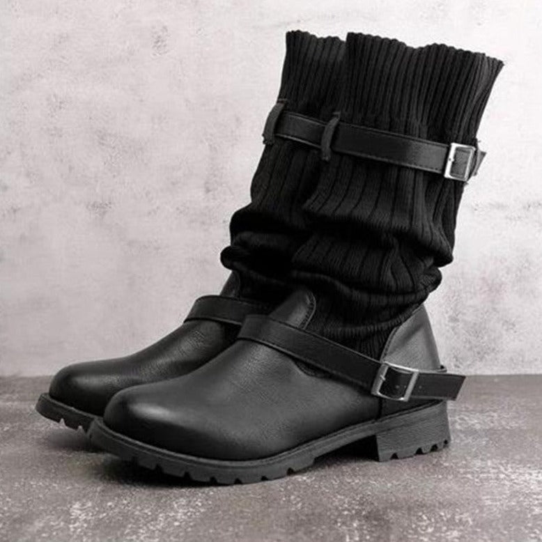 Winter boots wool lining leather look