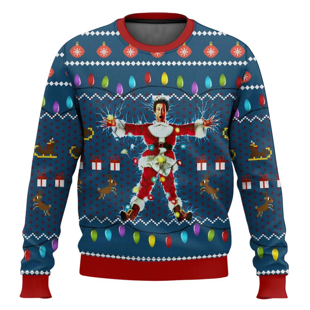 Herren Weihnachtspullover Ski Motiv Witzig