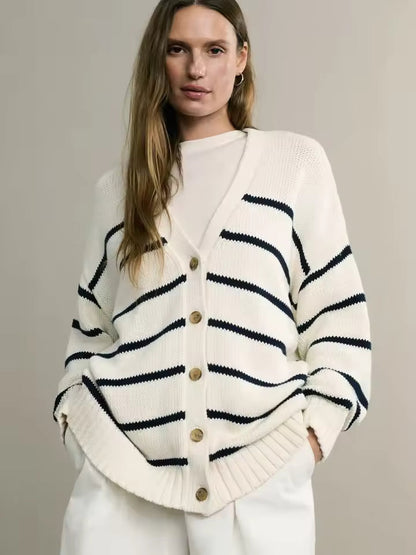 Women's Plus Size Striped Cardigan