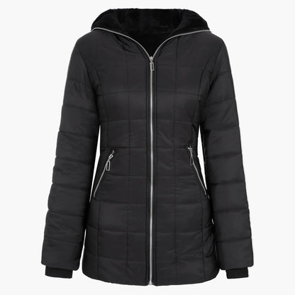 Winter Quilted Jacket Hood Asymmetrical