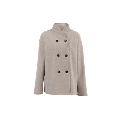 Stylish double-breasted peacoat with a high collar