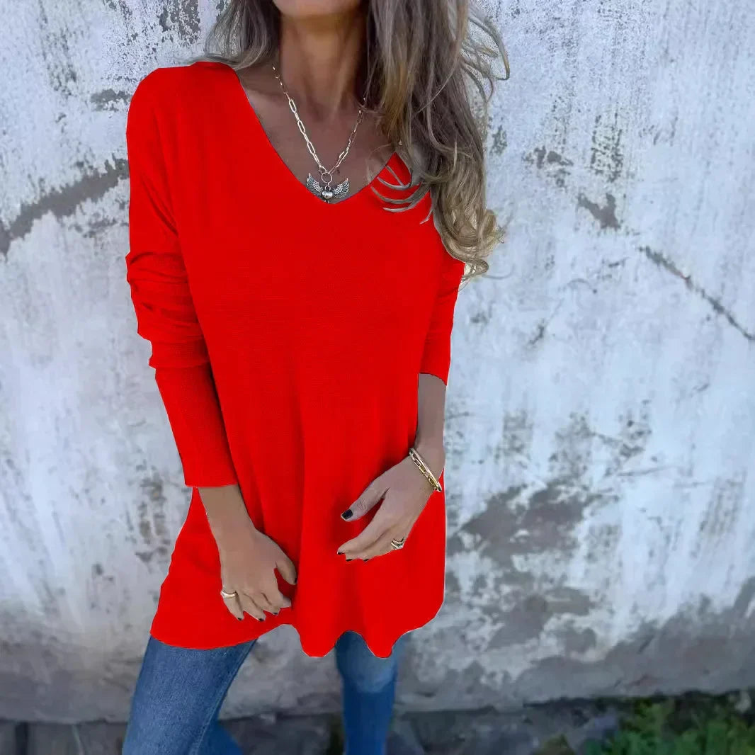 Women's Top Autumn Chic Long-Sleeve V-Neck