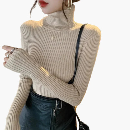 Herbst Pullover Langarm Warm Gerippt
