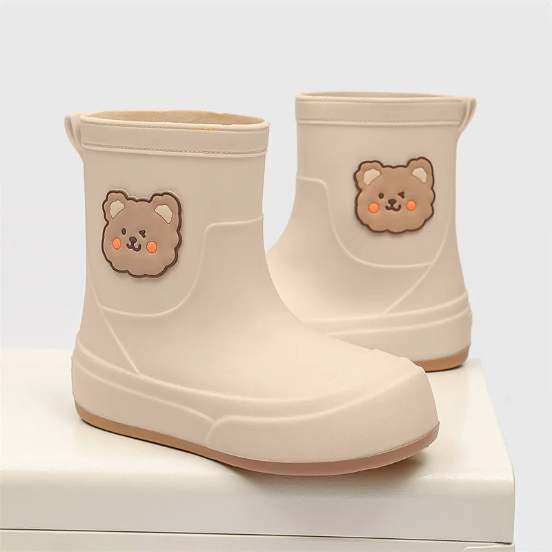 Waterproof Rubber Boots Bear Pattern Ankle-Length