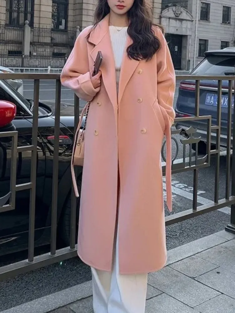 Women's Oversized Elegant Double-Breasted Long Coat