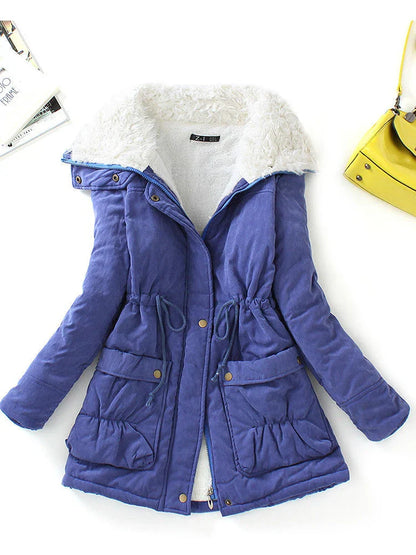 Warm winter dress with faux fur lining and adjustable fit