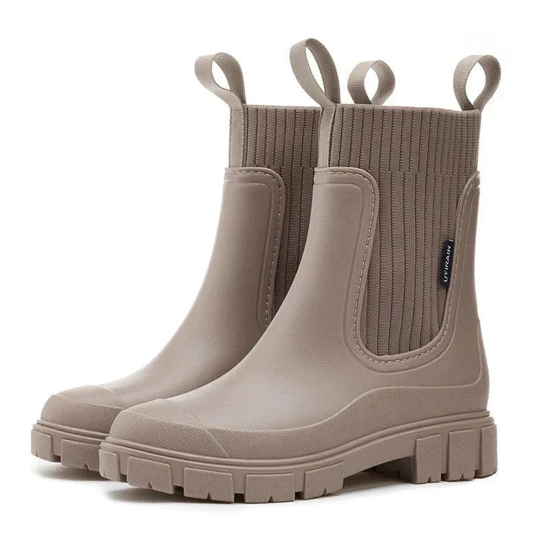 Wasserdichte Gummistiefel Damen Warm Isoliert Rutschfest