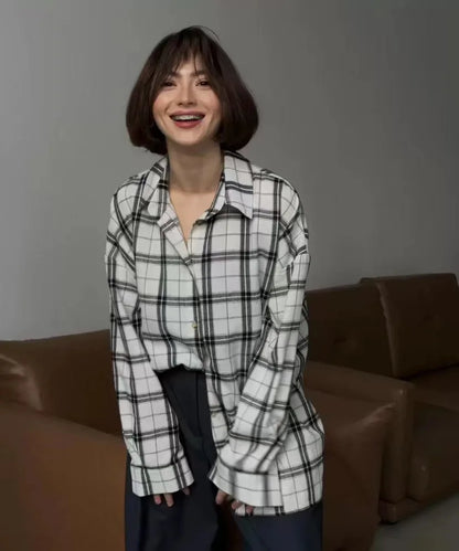 Long-Sleeve Plaid Relaxed Fit Shirt