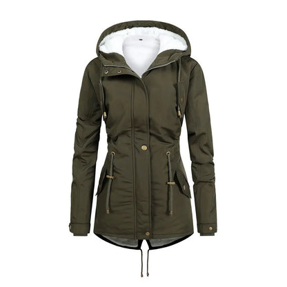 Practical Outdoor Jacket Windproof Hooded Mid-Length