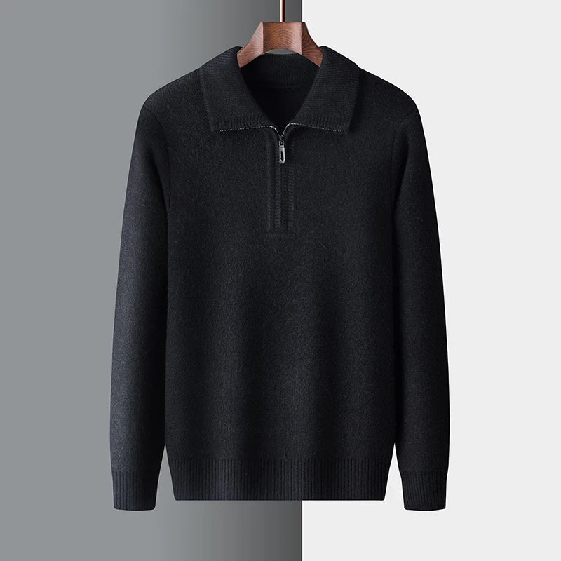 Men's Knitted Jumper Winter Warm Half-Zip