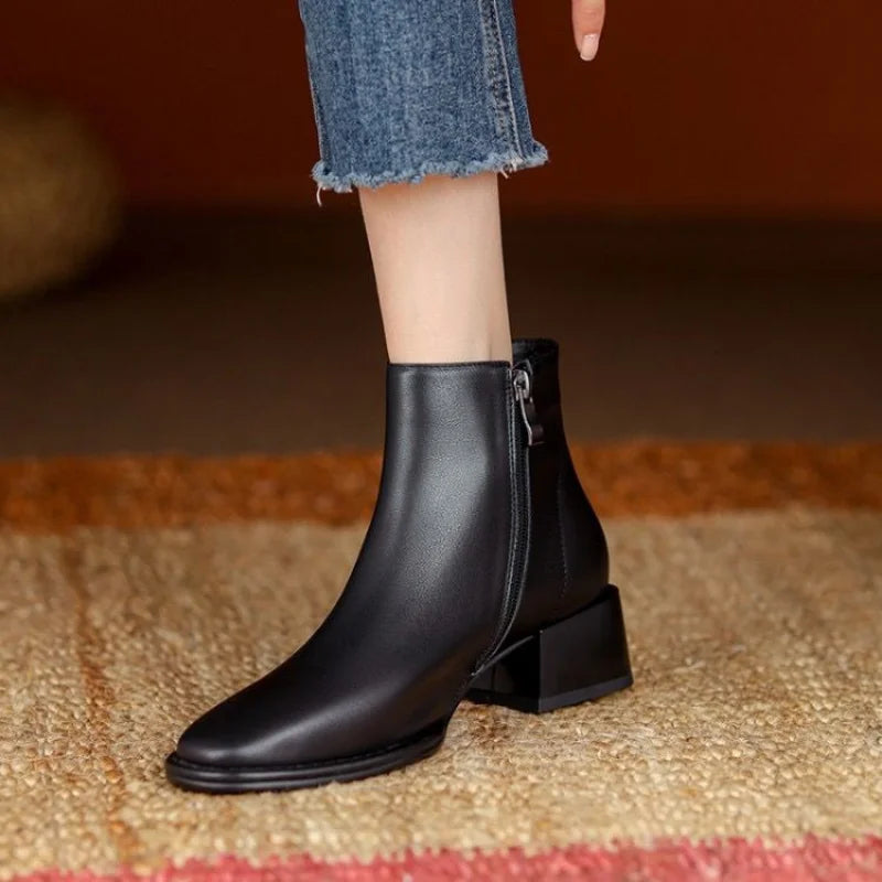 Stylish Ankle Boots Chunky Heel Women