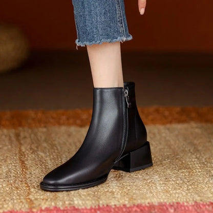 Stylish Ankle Boots Chunky Heel Women