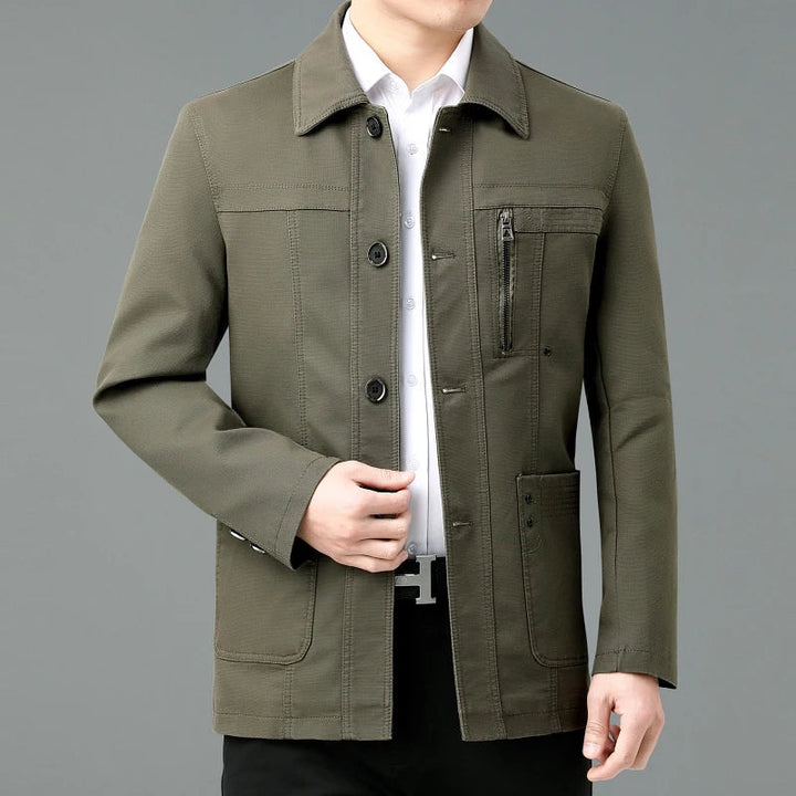 Stylish leather jacket with colorful lining
