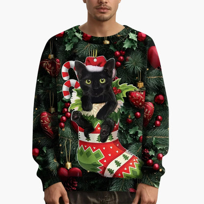 Christmas Sweater Cat Motif Festive