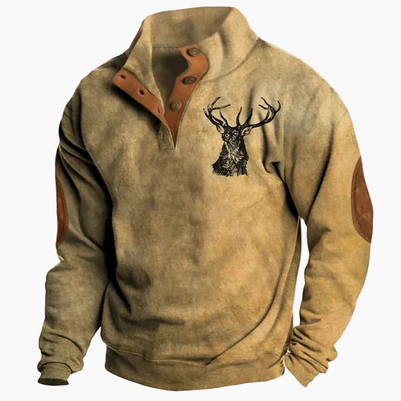 Stylish Western Sweatshirt Ethnic Design Stand-Up Collar