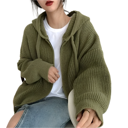 Women's Oversized Knit Sweaters with Zipper