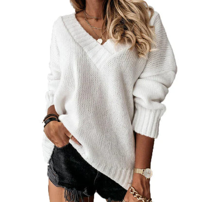 Women's Oversized V-Neck Knitted Sweaters