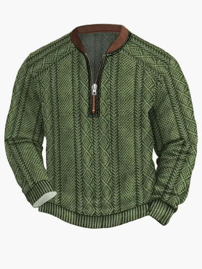 Men's Modern Zip-Up Knit Sweater