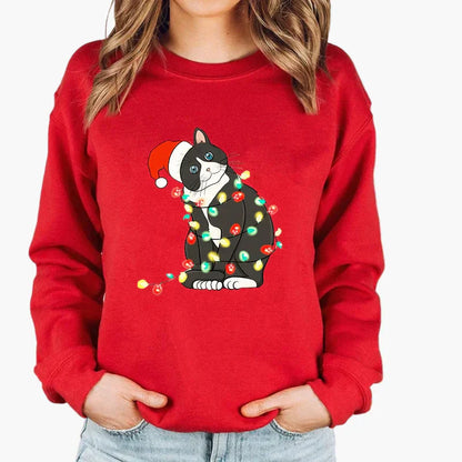 Christmas Sweater Cat String Lights - Funny Cat Jumper Winter