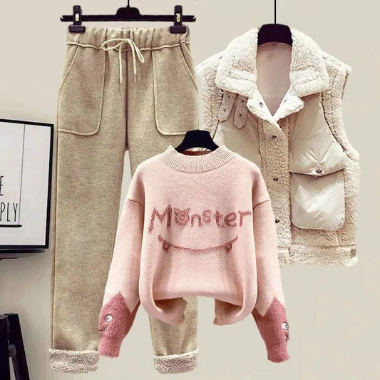 Elegante Winterkleidung Damen Dreiteiler - IdealeKleiden