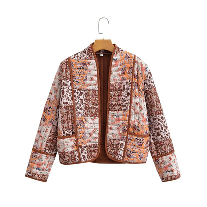Stylish Women's Floral Print Winter Coat