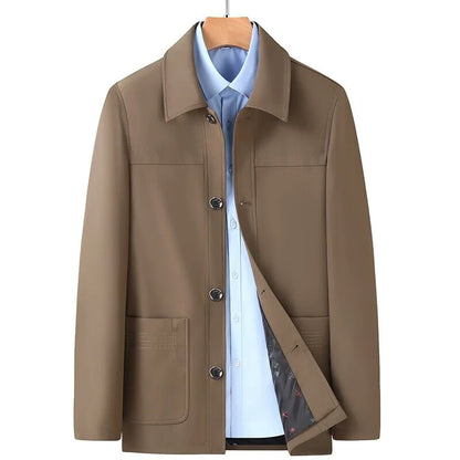 Vegan outdoor jacket with pockets and buttons