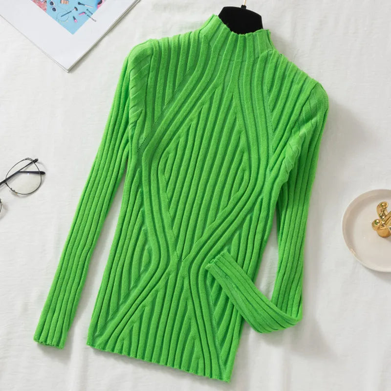 Women's Turtleneck Long-Sleeved Elegant Knitted Sweater