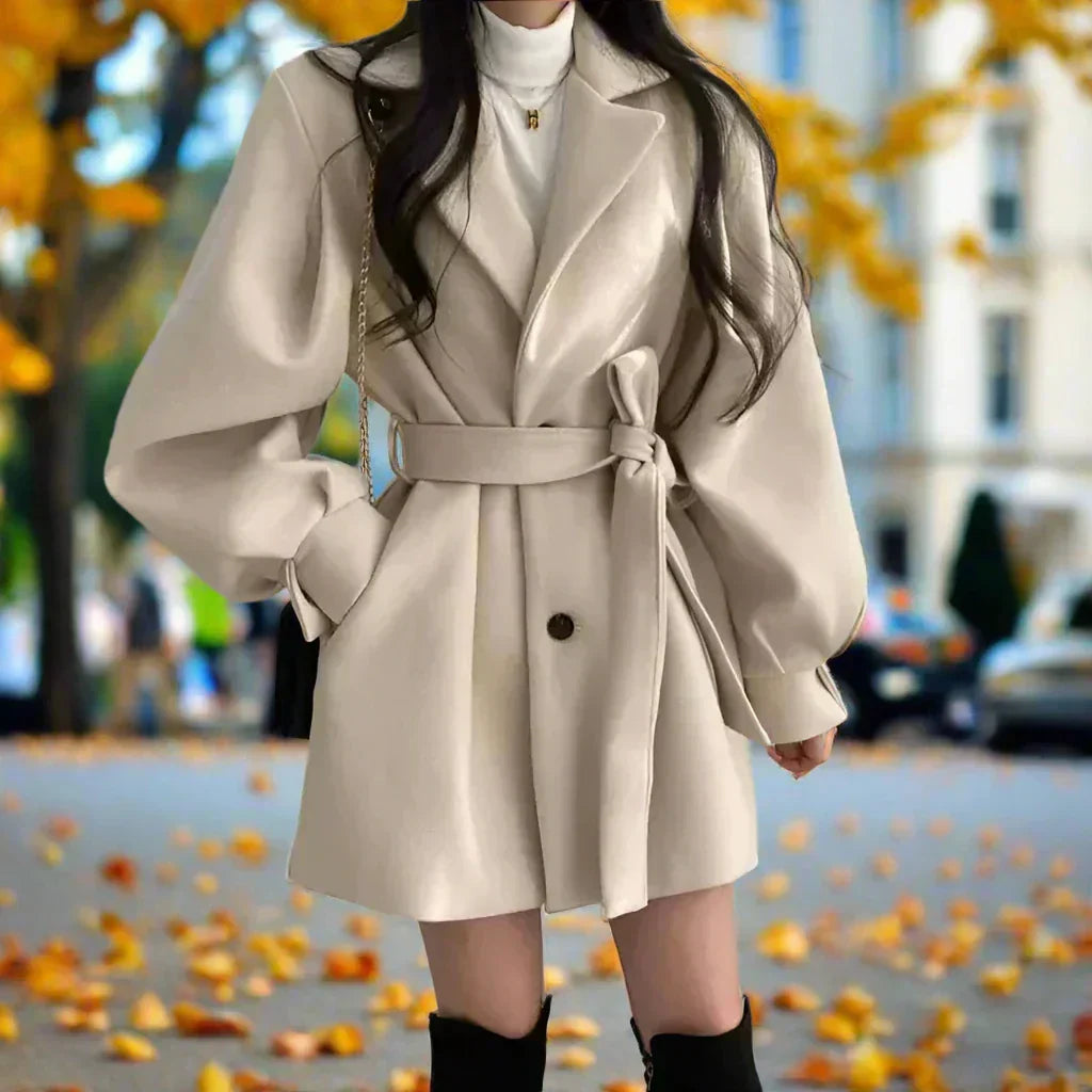 Elegant Women's Long Trench Coat with Belt