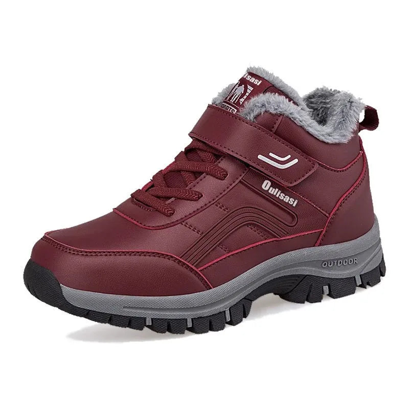 Warm Winter Boots Waterproof Leather Snow Boots Plush Lined
