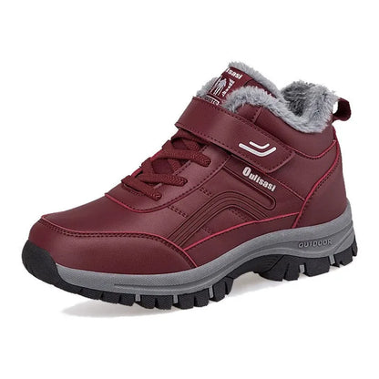 Warm Winter Boots Waterproof Leather Snow Boots Plush Lined