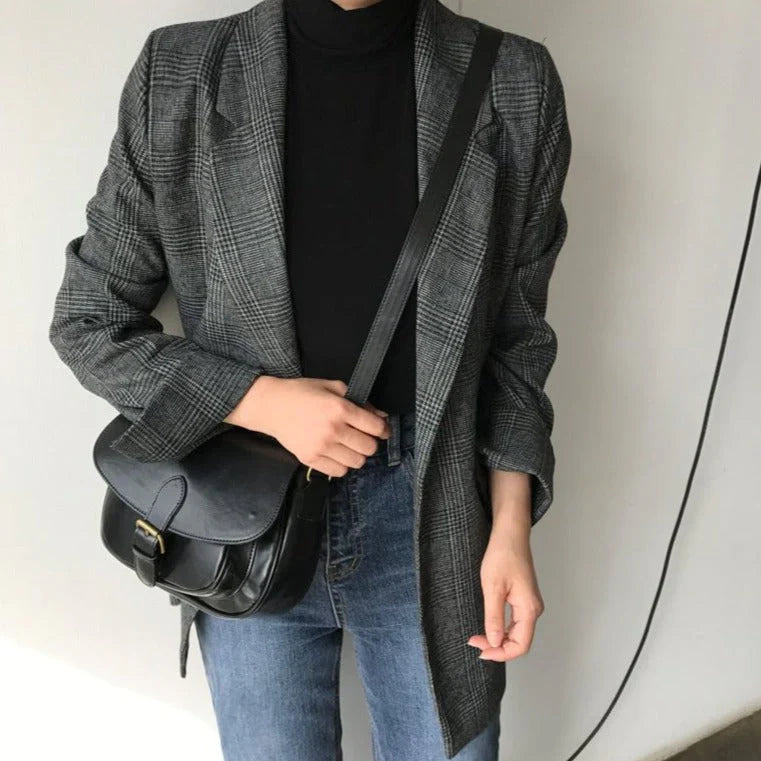 Stylish Plaid Blazer