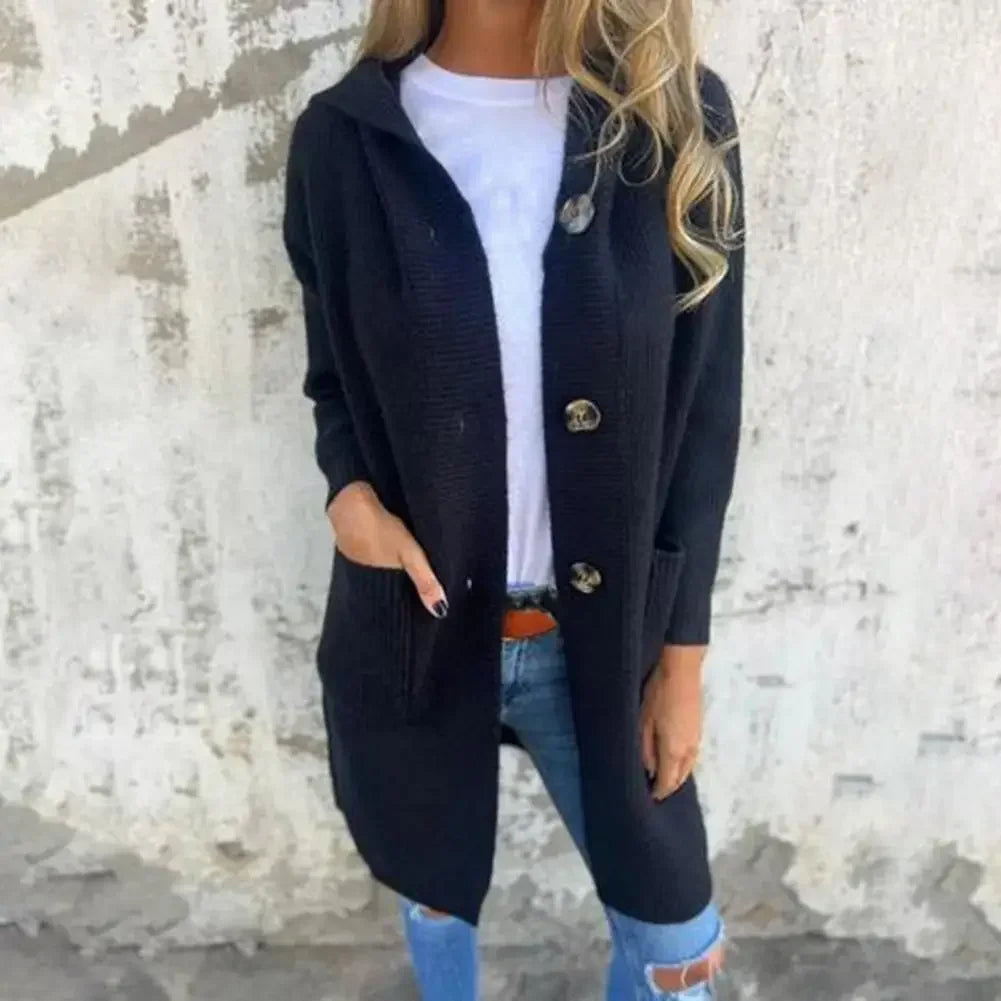 Long Women's Cardigan Modern Button