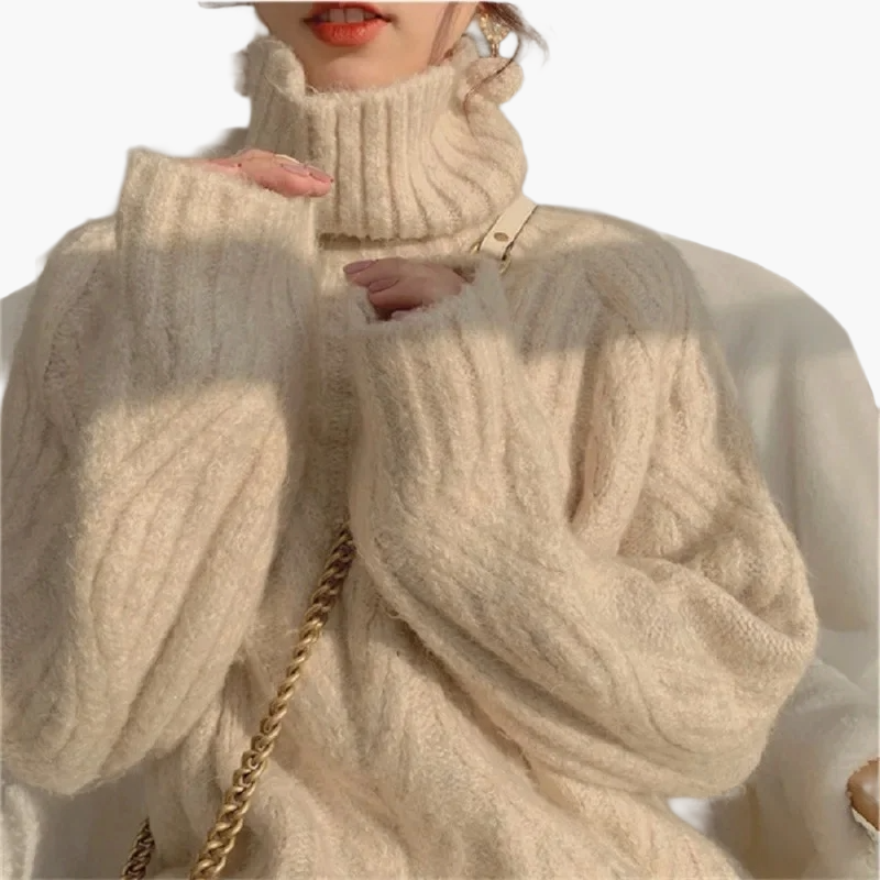 Koreanischer Strickpullover Locker Schnitt Rollkragen