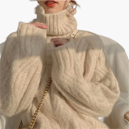 Koreanischer Strickpullover Locker Schnitt Rollkragen