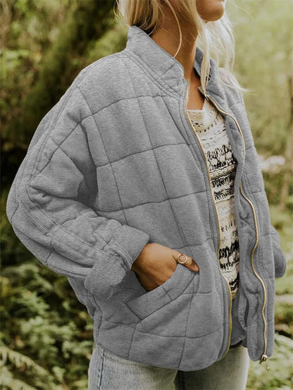 Women's Oversized Puffer Jacket High Collar Zipper