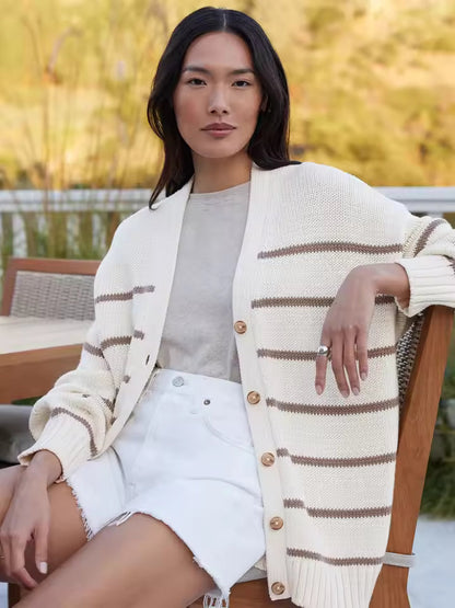 Women's Plus Size Striped Cardigan