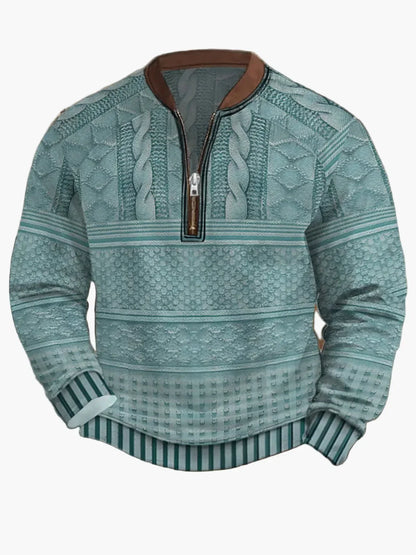 Men's Modern Zip-Up Knit Sweater