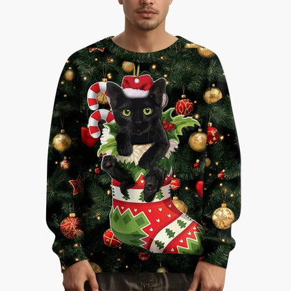 Christmas Sweater Cat Motif Festive