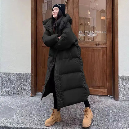 Long Women's Puffer Jacket Warm Hooded Winter